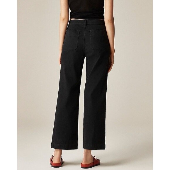 J Crew Black Cropped Sailor Slim Wide Leg Chino Pants Size 27 Petite - Picture 2 of 9